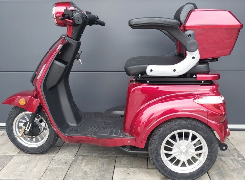 Elektrická tříkolka FLASH RIDER CY10 pro seniory 500 W červená, lithiová baterie 20 Ah