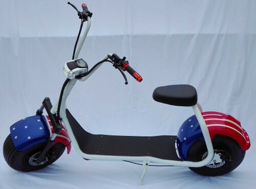 Elektrická koloběžka FLASH RIDER Chopper / Harley 1000 W americká vlajka, lithiová baterie 12 Ah