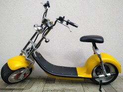 Elektrická koloběžka FLASH RIDER Chopper chrom 2000 W žlutá, lithiová baterie 20 Ah